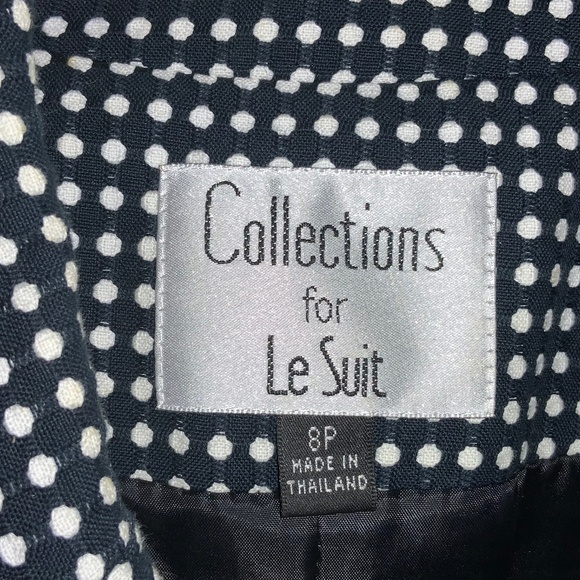 Le suit polka dot suit set Sz 8P black white short sleeve msr - Picture 4 of 11